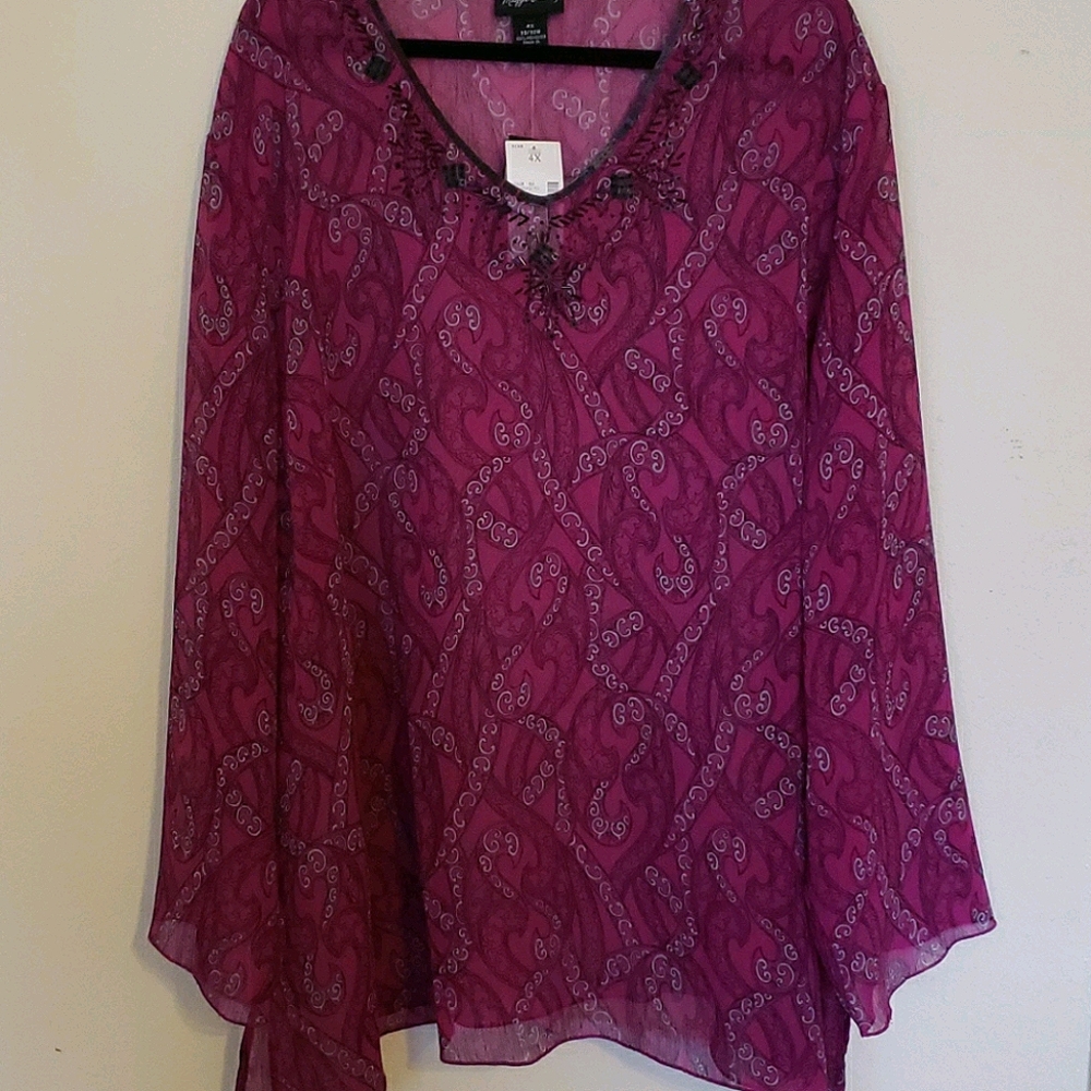 Fuschia paisley print blouse